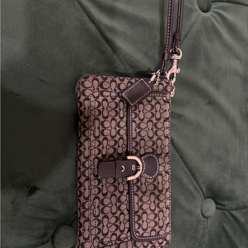 Coach Black and Gray Signature Wristlet